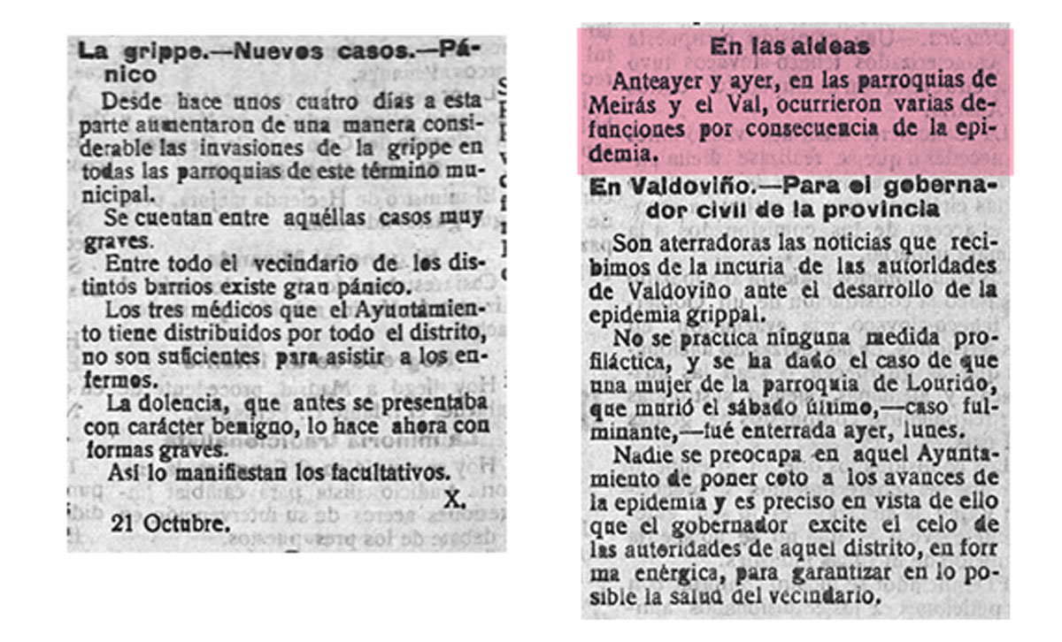 Recorte de "El Correo Gallego" do venres, 25 de outubro de 1918.